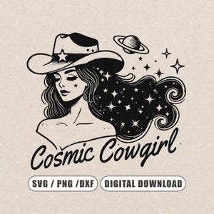 Retro cosmic cowgirl svg,western starry night svg,retro cosmic cowgirl svg,Cowgirl SVG PNG,Cut File Cowboy Western svg Starry Night Moon Sky