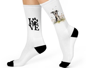 My dog and me and my socks, Socks for Dog Lovers, Cushioned Crew Socks, Custom Design Socks, Pet and Socks