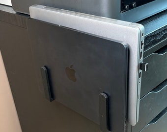 Dualer vertikaler Laptopständer für Schreibtischmontage oder Wandmontage, 15-Zoll-Laptophalterung, Macbookständer