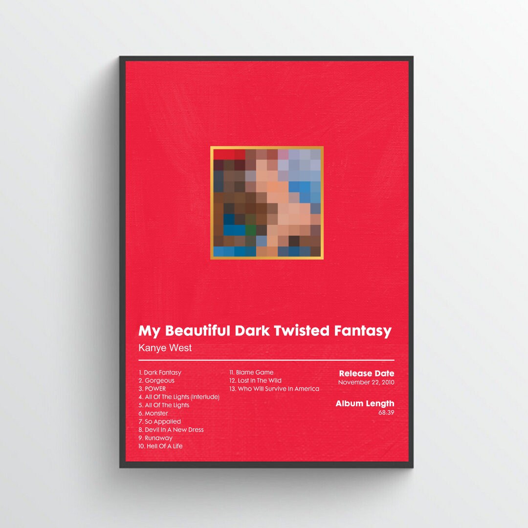 Kanye West My Beautiful Dark Twisted Fantasy Album Poster Etsy UK