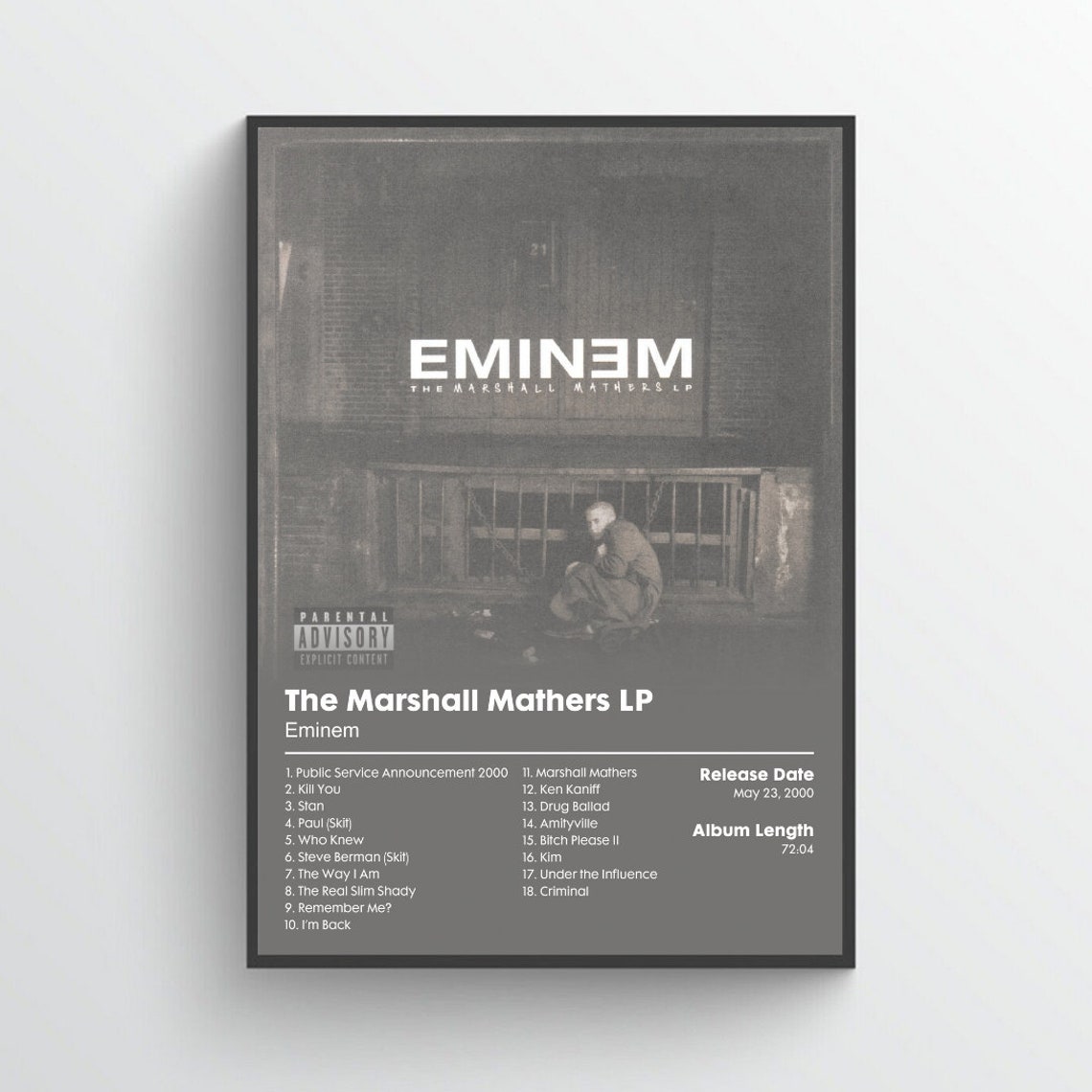 Eminem the Marshall Mathers Album Poster Etsy UK