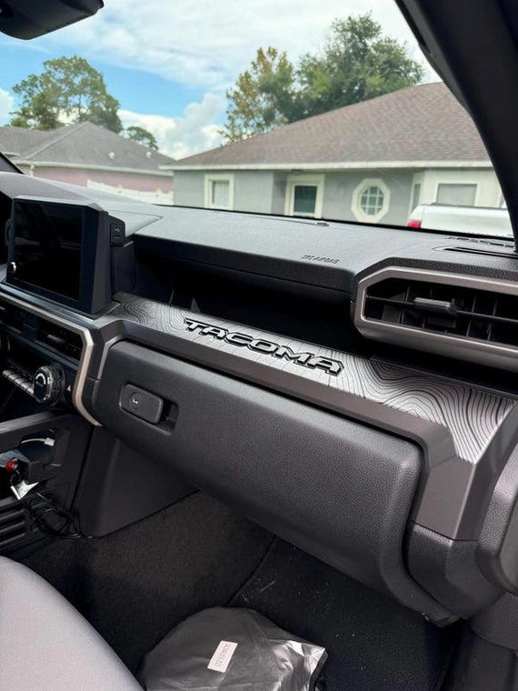2024-2025 Toyota Tacoma 4th Gen Dashboard Overlay – ABS Black Wood Grain Console & Vent Trim