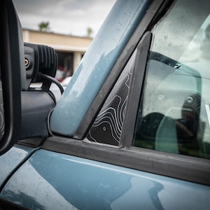 2021+ Bronco Topographic Design Front Window Triangle Overlays - 4 Door 2022 2023