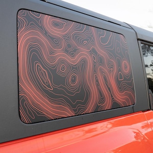 2021+ Bronco Topographic Design Rear Window Sticker Decal Graphic 4 Door 2022 2023 2024 2025