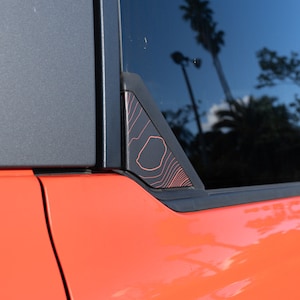2021+ Bronco Topographic Design Rear Window Triangle Overlays 4 Door 2022 2023 2024 2025