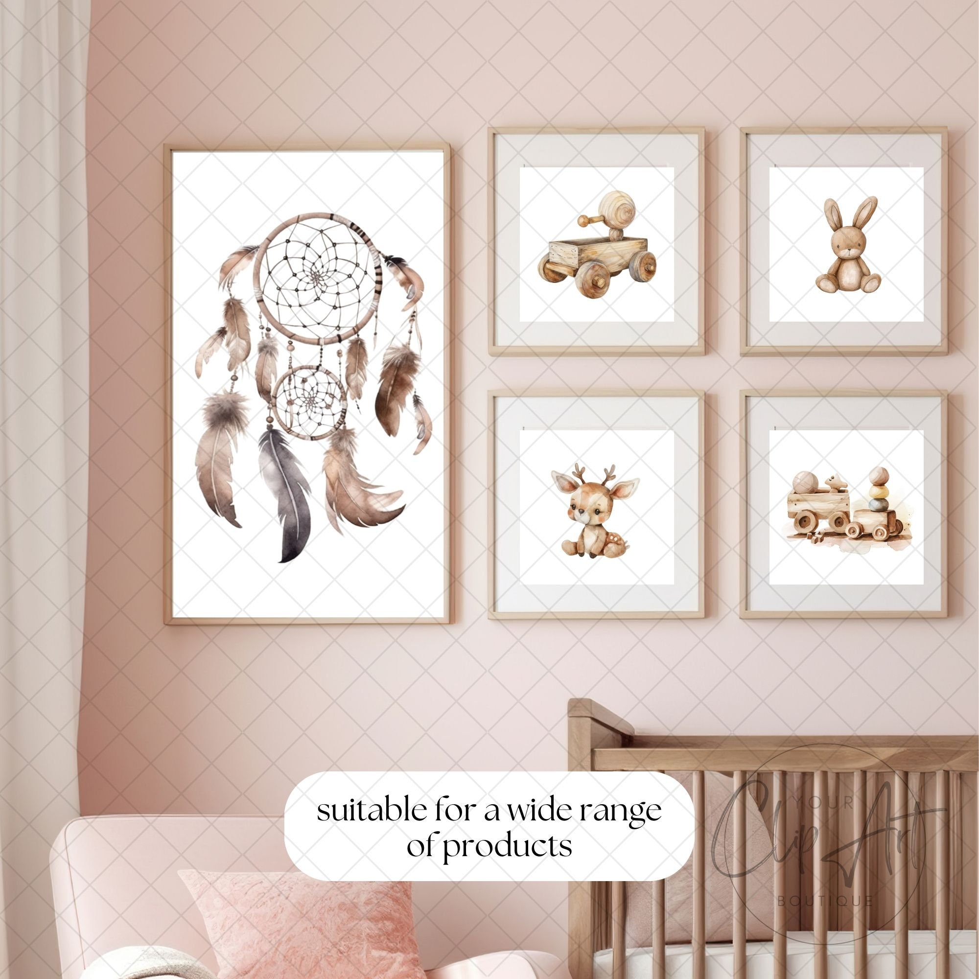 Watercolor Baby Toys Clipart Boho Nursery Wall Art Baby Shower Decor ...