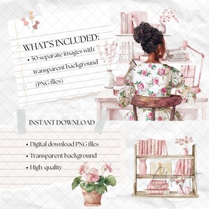 Glam Planner Clipart Fashionable Chic Girl Bundle Blush Planner