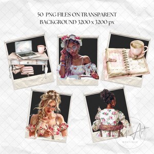 Glam Planner Clipart Fashionable Chic Girl Bundle Blush Planner