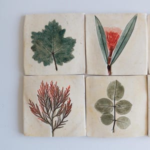 Handmade Ceramic Floral Wall Tiles: Botanical Decor