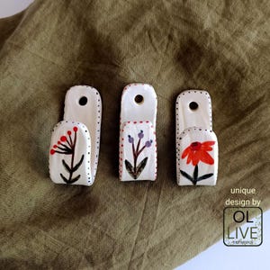 Handmade Ceramic Wall Hook with Floral Design