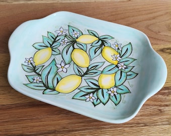 Handmade Ceramic Lemon Tray: Italian Style Display Dish