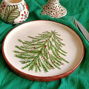 2 Pieces Christmas Tree Plate; Christmas Serving Platter Set of 2 ;Christmas Handmade Plate; Christmas Serving Tray; Holiday Plates