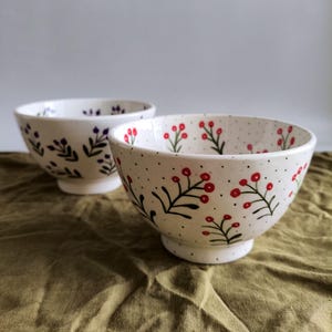 Ensemble de bols en céramique peints à la main : bols de céréales floraux, 20 oz