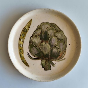Kitchen Wall Hanging; Handmade Plate; Ceramic Hand-paint Cute Wall Plate; Unique Kitchen Wall Plate; Artichoke Art Plate; Ceramic Mom Gift