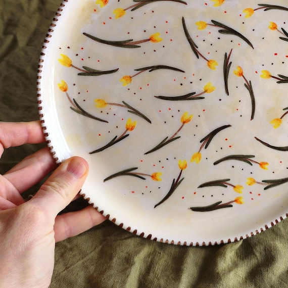 2 Pieces Handmade Plate Set: Hand-Painted Ceramic Dinnerware