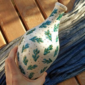 Hand-Painted Ceramic Olive Oil Bottle: Kitchen Decor, 16.9 oz
