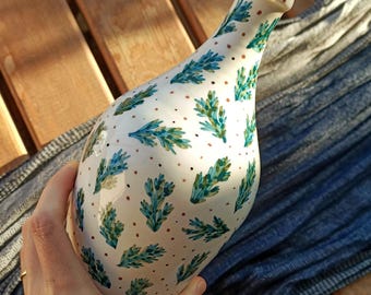 Ręcznie malowana ceramiczna butelka na oliwę z oliwek: dekoracja kuchenna, 16,9 uncji