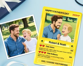 Carte cadeau personnalisée pour la fête des pères : cadeau souvenir anime personnalisé