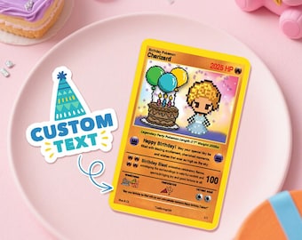 Custom Birthday Poke Card – Personalized Cartoon Character, Photo & Text Game Card Gift