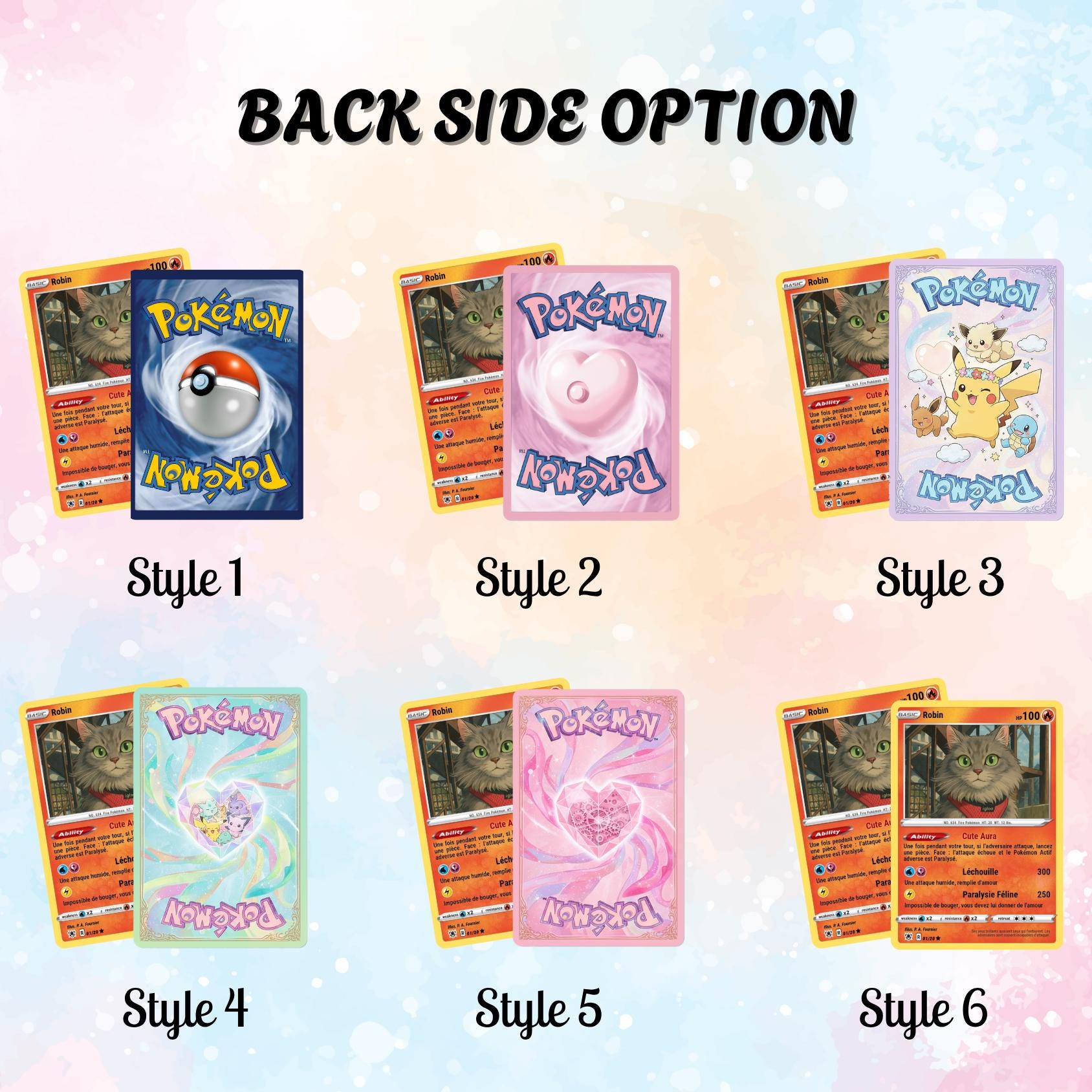 pokemon card back side Custom Pokémon | Personalized Trading Card From Your Pet Photo direct printed using UV ink Custom Pokemon Card Back :