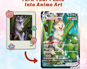 Custom Anime Monster Trading Card, Personalized Pet Portrait from Your Photo, Fun Collectible Gift for Pet Lovers