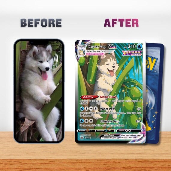make your dog into a pokemon card Custom Pet Portrait, Custom Dog Portrait, Custom Pokemon Cards, Personalized YOUR OWN METAL Pokmon Cards, Pokemon Gifts, Pokemon Stuff