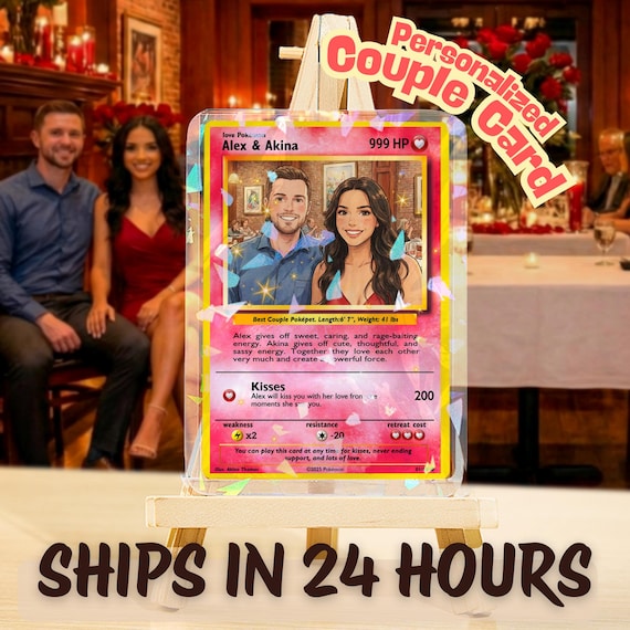 Custom Couple Photo & Text Game Card Personalized Pokmon-style Card, Valentine Gift for Couples - Etsy Israel Custom Couple Photo & Text Game Card Personalized Pokmon-style Card, Valentine Gift for Couples - Etsy Israel