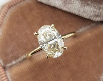 2 CT Oval Cut Moissanite Engagement Ring - 14KT Yellow Gold Solitaire Anniversary Gift Jewelry - Daily Wear Ring - Wedding Proposal Ring