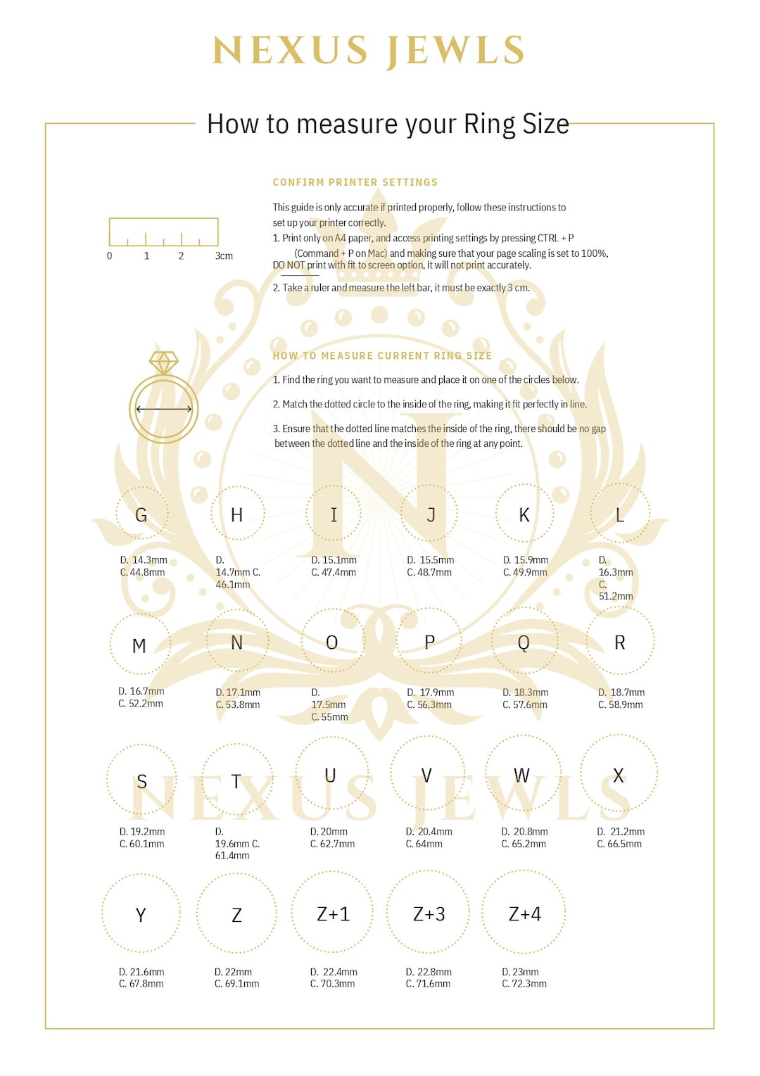 Printable Ring Sizer Ring Size Finder Ring Size Measuring Tool Ring