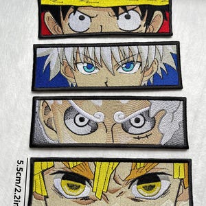 Anime Eyes Embroidered Patch – Machine Embroidery, Iron-On or Sew-On Patch, Anime Fan Gift, Cosplay Accessory, Hook and Loop Patches