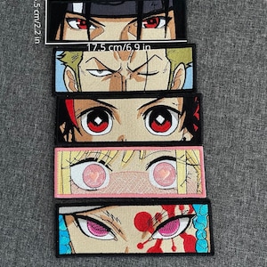 Anime Eyes Embroidered Patch – Machine Embroidery, Iron-On or Sew-On Patch, Anime Fan Gift, Cosplay Accessory, Hook and Loop Patches