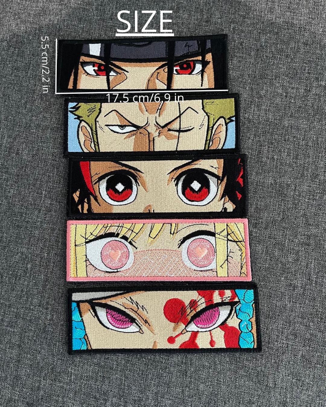 Anime Eyes Embroidered Patch – Machine Embroidery, Iron-On or Sew-On Patch, Anime Fan Gift, Cosplay Accessory, Hook and Loop Patches