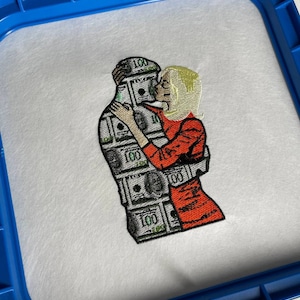 Diseño de bordado "Amor al Dinero" - Archivo de bordado a máquina "Abrazando Dinero" - Descarga digital para chica rica