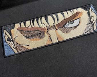 Berserk Guts Embroidered Patch – Anime Eye Close-Up Iron-On Patch, Manga Inspired Badge for Jackets, Bags & Apparel, Hook and Loop Patches