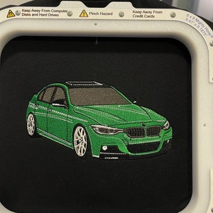 Disegno da ricamo BMW F30 – File per ricamo a macchina per auto BMW verde – Schema di ricamo digitale per amanti delle auto, giacche, cappelli e toppe
