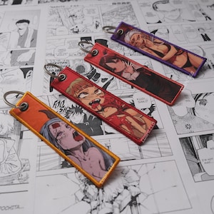 Llavero Waifu – Llavero de chica anime con contorno bordado – 13 x 3 cm – Regalo hecho a mano para fans del anime y otakus