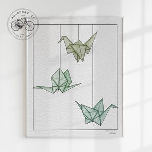 Fizyczny ORIGAMI CRANE Kitchen Poster Print, Kolorowa galeria, Retro kolorowa sztuka ścienna, Wózek barowy, Niepowtarzalna estetyka jedzenia, Zabawny wystrój mieszkania