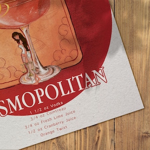 Weegschaal kosmopolitische cocktailkunstprint – Zodiac bar kar decor, astrologische kunst aan de muur, weegschaal cadeau voor haar, retro cocktailposter