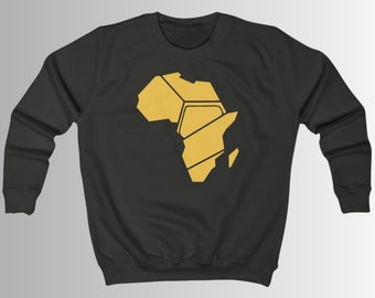 African Continent Minimalist Kids Sweatshirt, Children&#39;s Clothing, Cute Africa Printed Jumper, Youth Pullover, Child African Geography Shirt