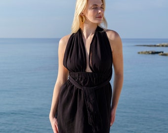 Maia  organic cotton - linen long dress,