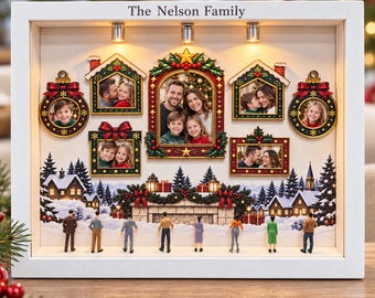 Custom Mini Museum Silhouette Box, DIY Photo Christmas Display Frame  with LED Light, Xmas Family Gift, Gift For Her