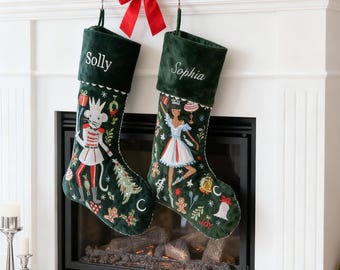 Personalized Embroidered Nutcracker Christmas Stocking,Custom Embroidered Christmas Stocking with Name,Family Stocking