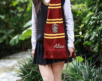 Personalised scarf,Magical Scarf,Harry Scarf,Custom Scarf,with Embroidered Badge,house scarves,wizard scarf,Birthday Gift