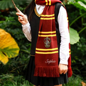 Personalised Scarf,Magical House Scarves, Custom Scarf With Embroidered Badge, Wizard Scarf,Birthday Gift,Scarf Gift For Her