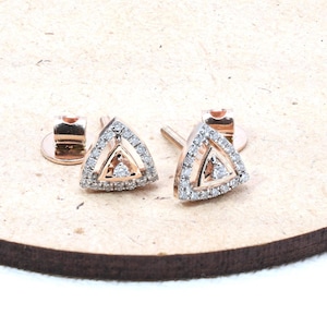 Tiny Triangle Studs Earring, Lab Grown Diamond Studs, Teeny Tiny Studs Cartilage Dainty Earring, Minimalist Simple Earring 14K Gold Earrings