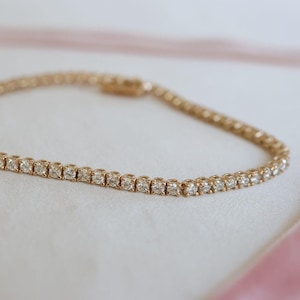 3.50CT Lab Grown Diamond Tennis Bracelet: 14k Gold Prong Setting