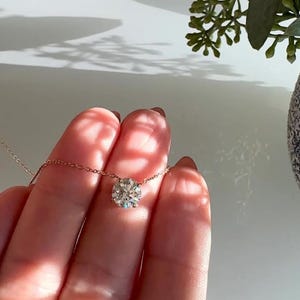 14Kt Gold Lab Grown Diamond Solitaire Necklace: D-F VVS1
