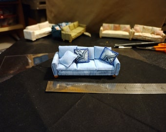 1/24 scale miniature sofa couch with small pillows