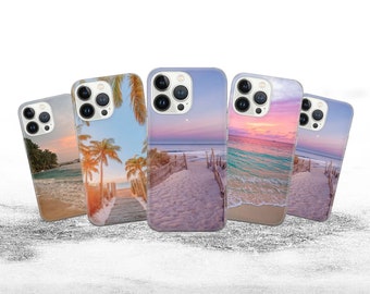 Etui na telefon Sun & Waves, okładka z motywem zachodu słońca na plaży