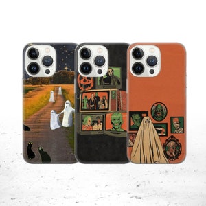 Halloween Handyhülle White Ghost Cover für iPhone 17, 17 Air 17 Pro Max, 16e, 15, 14, 12 Samsung S25 Ultra, S24 FE, A56, Pixel 10 XL, 9a, 8